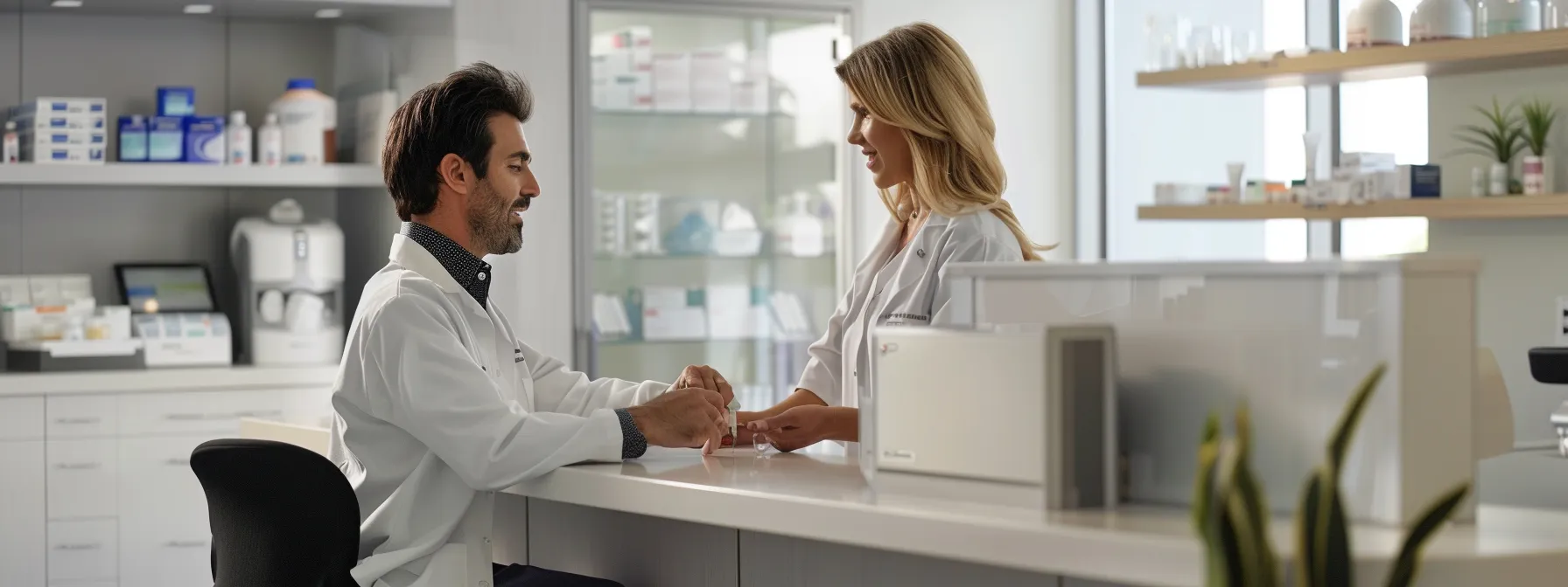 How Uco Medical Hormone Therapy Enhances Wellness 1 a professional in a white lab coat administering hormone therapy while a patient looks on in a modern medical office.