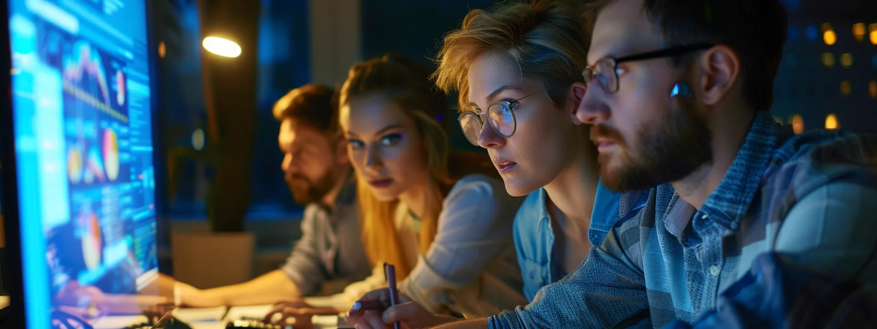 SEO Company Florida vs DIY SEO Strategies: Which Offers Better ROI? 1 a focused team collaborates around a computer, analyzing data for a strategic seo campaign.